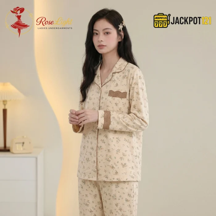 Meadow Floral Knit Cotton Pajama Set - Image 6