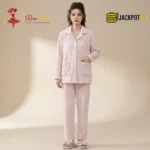 Notch Collar Chenille Fleece Pajama Set - Image 4