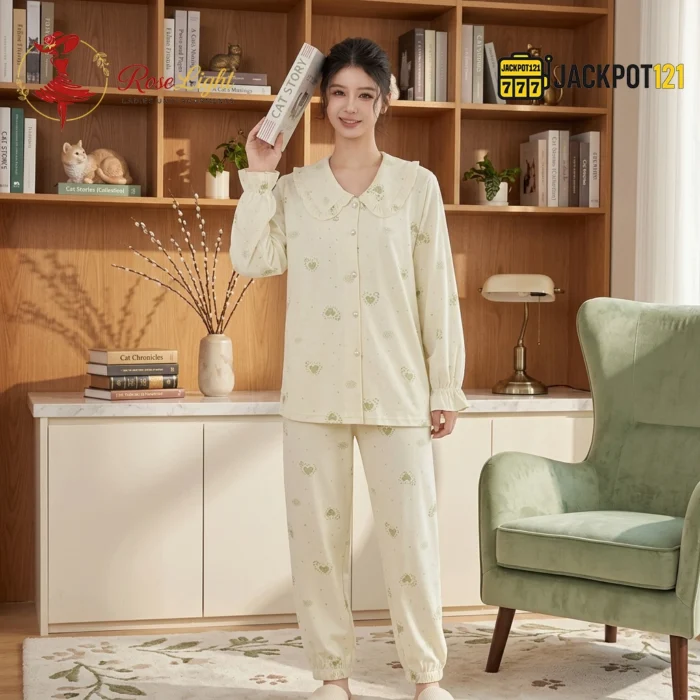 Petal Doll Collar Cotton Pajama Set - Image 4