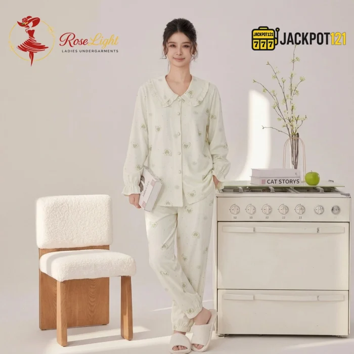 Petal Doll Collar Cotton Pajama Set - Image 5