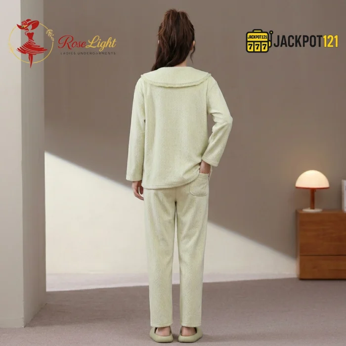 Peter Pan Collar Chenille Fleece Pajama Set - Image 13