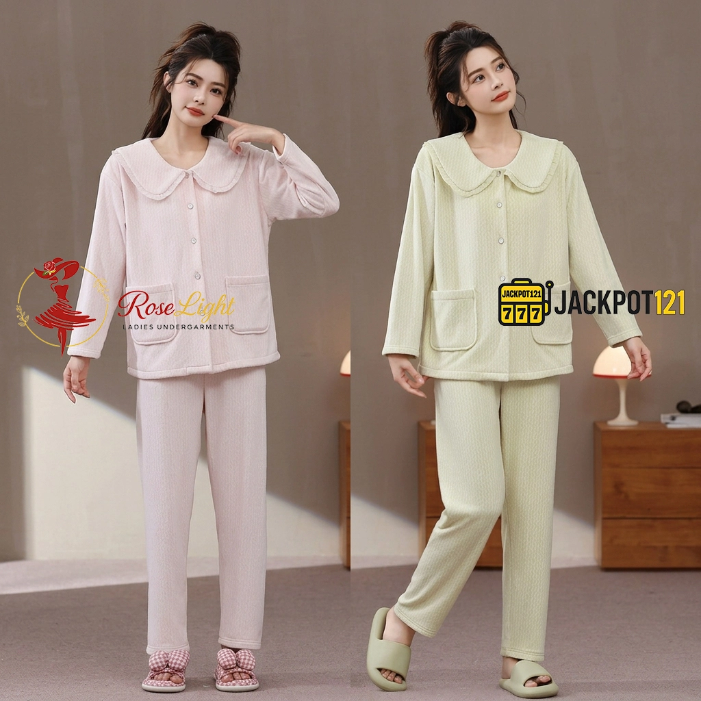 Peter Pan Collar Chenille Fleece Pajama Set Peter Pan Collar Chenille Fleece Pajama Set - Image 1