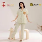 Polka Dot "Happy Mood" Pocket Notch Collar Pajama Set - Image 2