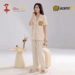 Polka Dot "Happy Mood" Pocket Notch Collar Pajama Set - Image 8