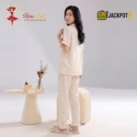 Polka Dot "Happy Mood" Pocket Notch Collar Pajama Set - Image 9