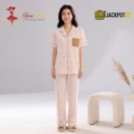 Polka Dot "Happy Mood" Pocket Notch Collar Pajama Set - Image 11