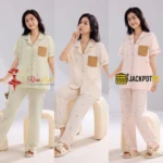 Polka Dot "Happy Mood" Pocket Notch Collar Pajama Set