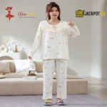 Ruffle Bow Collar Floral Cotton Pajama Set - Image 8