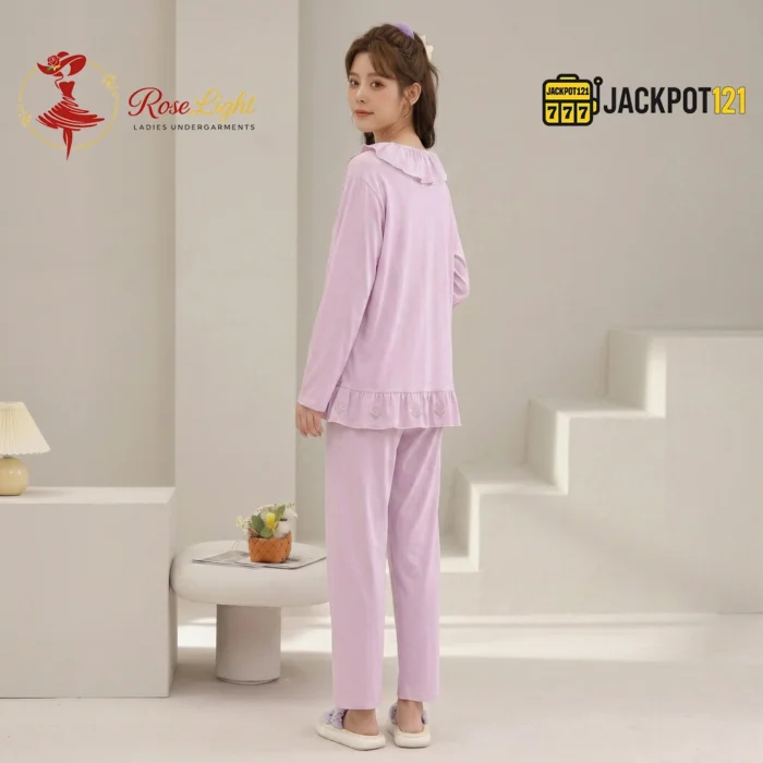 Ruffle Collar 2-Piece Pajama Set - Image 6
