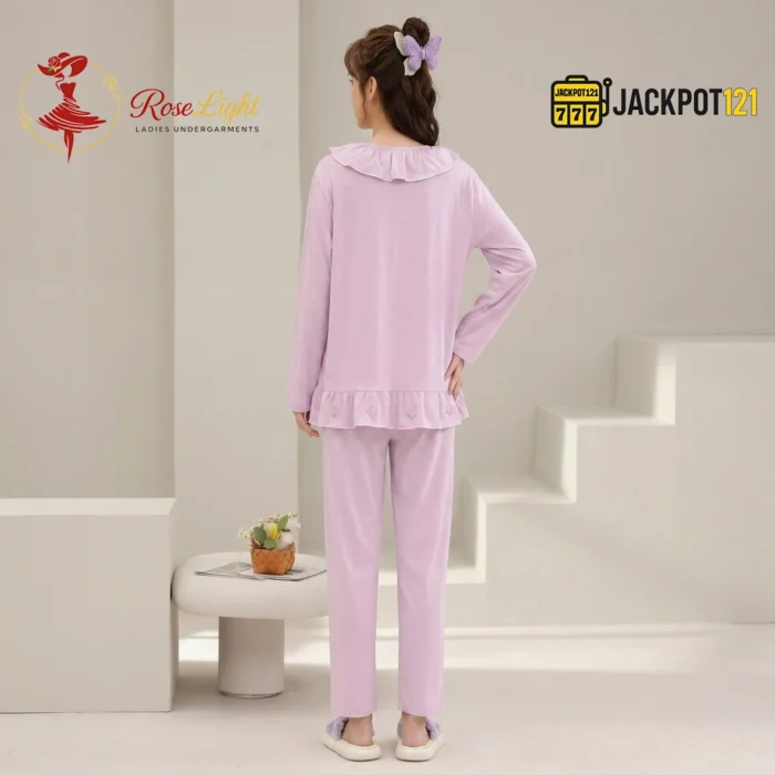 Ruffle Collar 2-Piece Pajama Set - Image 7