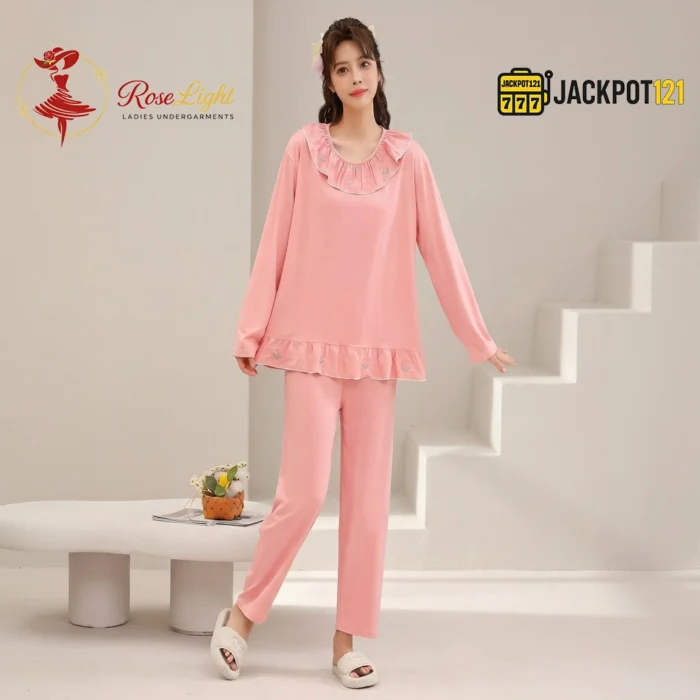 Ruffle Collar 2-Piece Pajama Set - Image 8