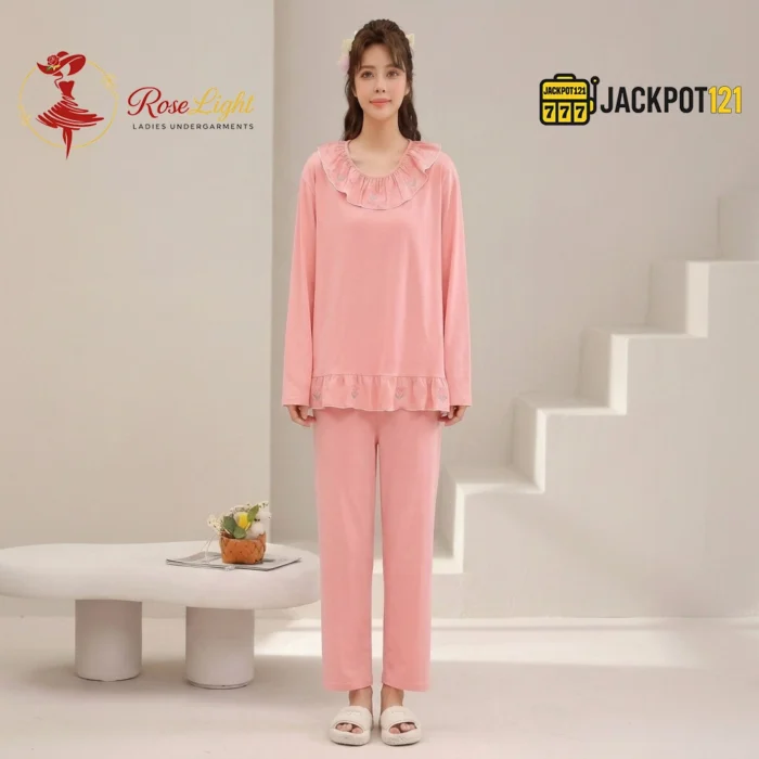 Ruffle Collar 2-Piece Pajama Set - Image 9