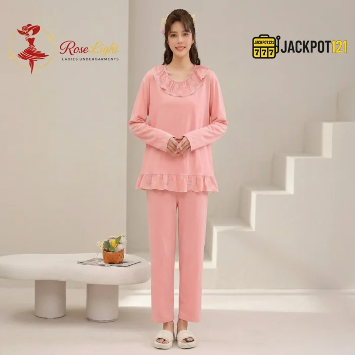 Ruffle Collar 2-Piece Pajama Set - Image 11