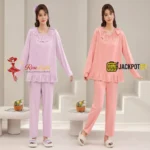 Ruffle Collar 2-Piece Pajama Set