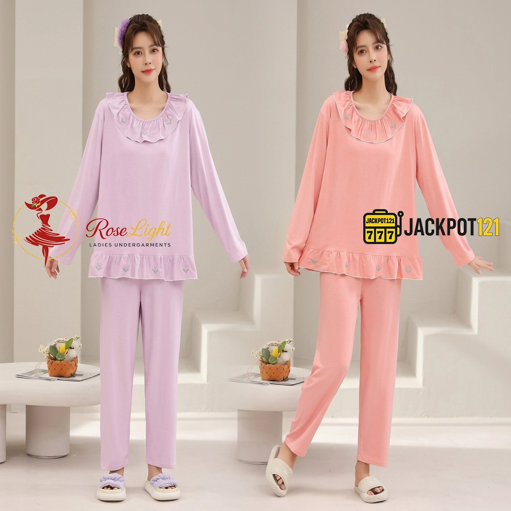 Ruffle Collar 2-Piece Pajama Set Ruffle Collar 2-Piece Pajama Set - Image 1