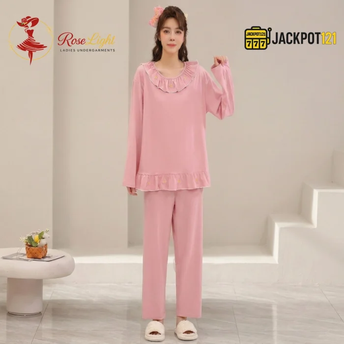 Ruffle Collar Two-Piece Pajama Set - Image 2