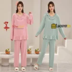 Ruffle Collar Two-Piece Pajama Set