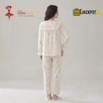 Ruffle Square Neck Printed Cotton Pajama Set with Built-In Bra Pad - Image 7