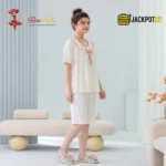 Sailor Bow Collar Short Sleeve Cotton Pajama Set - Image 4