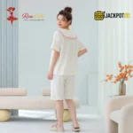 Sailor Bow Collar Short Sleeve Cotton Pajama Set - Image 6