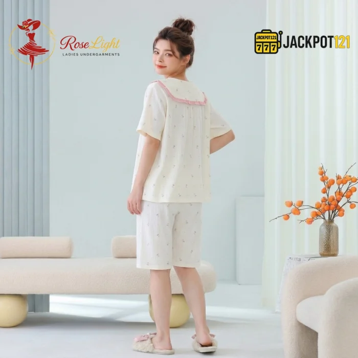 Sailor Bow Collar Short Sleeve Cotton Pajama Set - Image 6