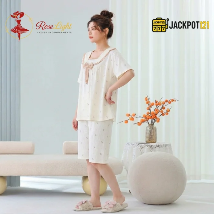 Sailor Bow Collar Short Sleeve Cotton Pajama Set - Image 10