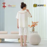 Sailor Bow Collar Short Sleeve Cotton Pajama Set - Image 13