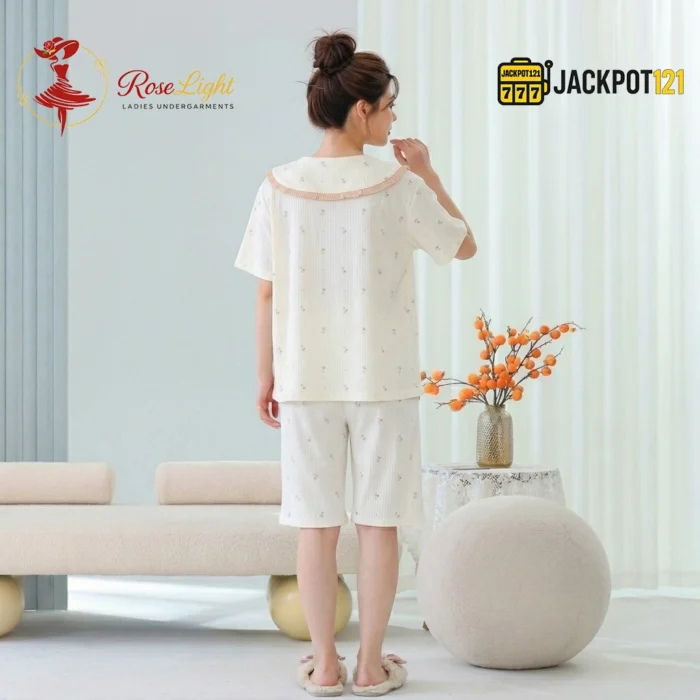 Sailor Bow Collar Short Sleeve Cotton Pajama Set - Image 13
