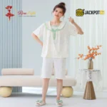 Sailor Bow Collar Short Sleeve Cotton Pajama Set - Image 14