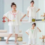 Sailor Bow Collar Short Sleeve Cotton Pajama Set