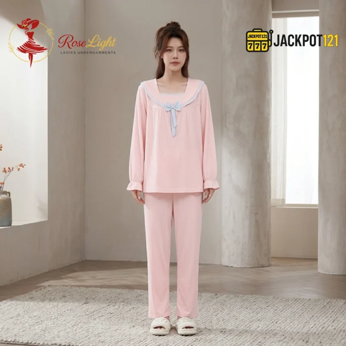 Sailor Collar Two-Piece Pajama Set - Image 7