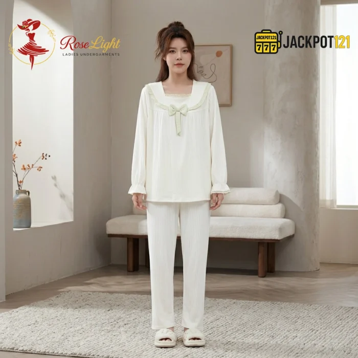 Sailor Collar Two-Piece Pajama Set - Image 12