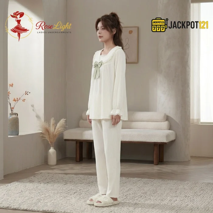 Sailor Collar Two-Piece Pajama Set - Image 13