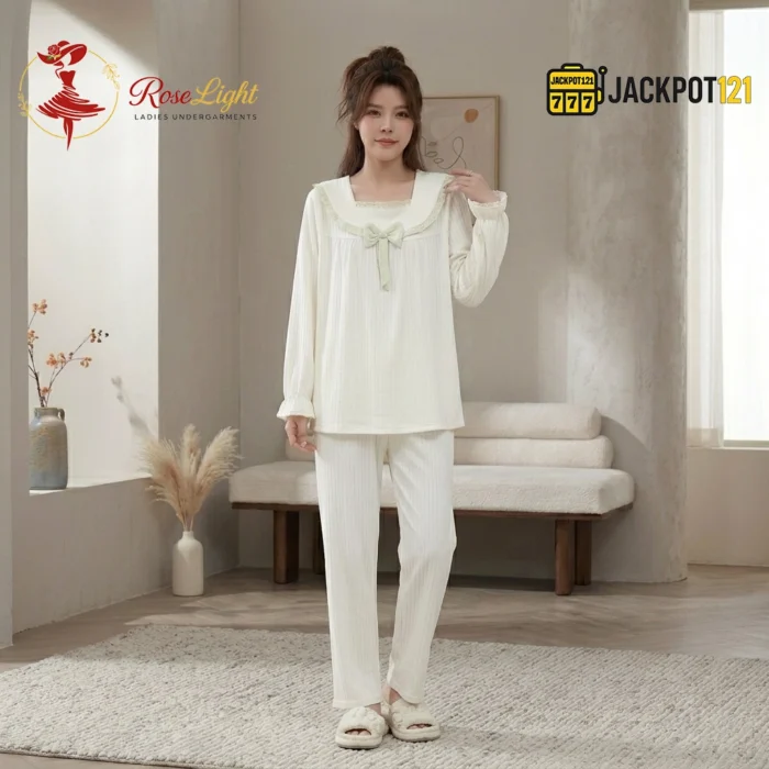 Sailor Collar Two-Piece Pajama Set - Image 14