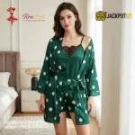 Satin Polka Dot 3-Piece Robe Set - Image 3