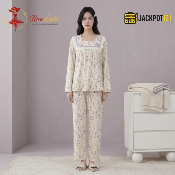 Vintage Bloom Cotton Pajama Set - Image 3
