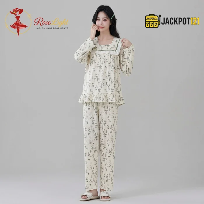 Vintage Bloom Cotton Pajama Set - Image 8