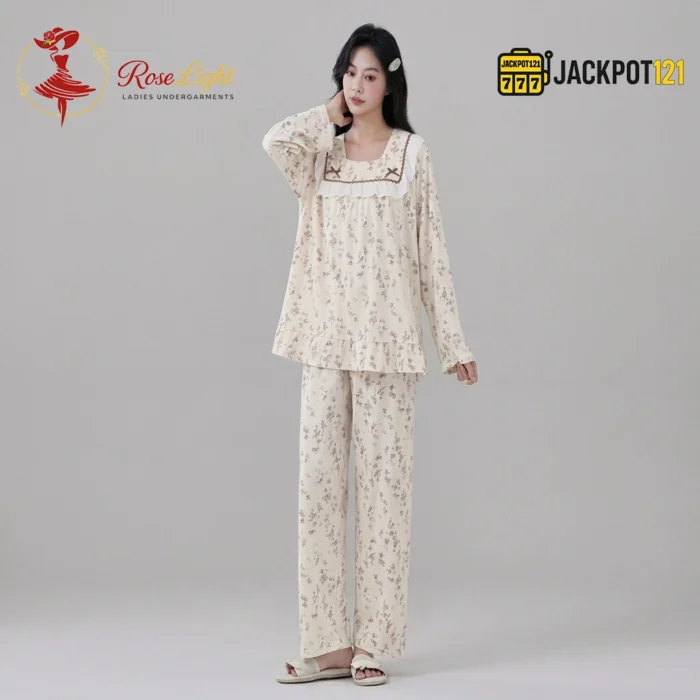 Vintage Bloom Cotton Pajama Set - Image 9