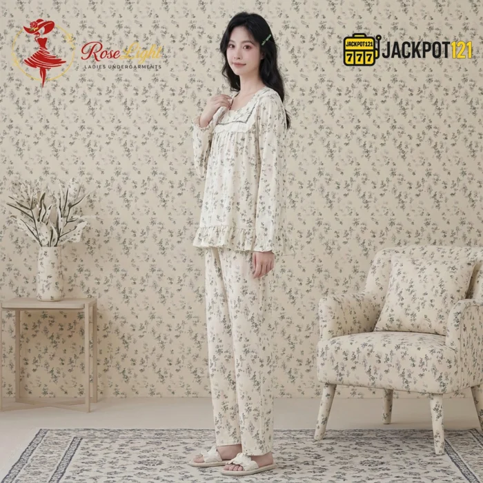 Vintage Bloom Cotton Pajama Set - Image 16