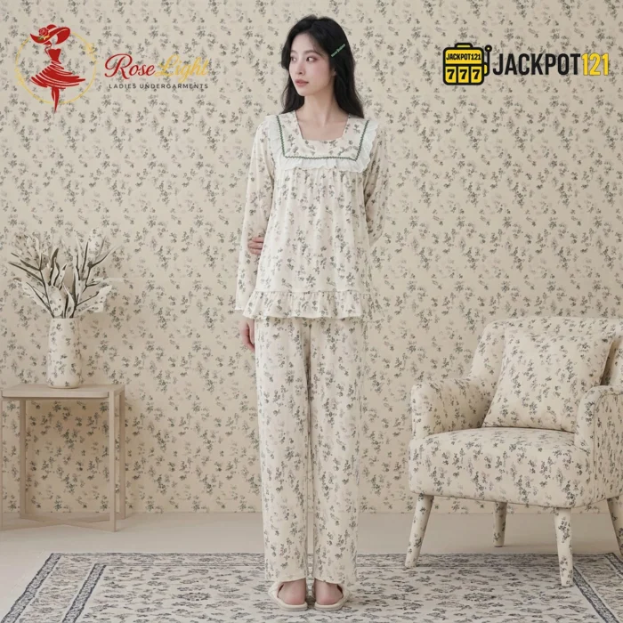 Vintage Bloom Cotton Pajama Set - Image 18